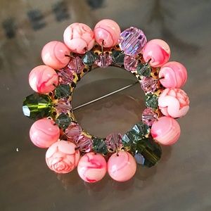 Vintage Wreath Circle Pin Brooch 1950s 1960s Jewelry Haskell, Hobe, Caviness